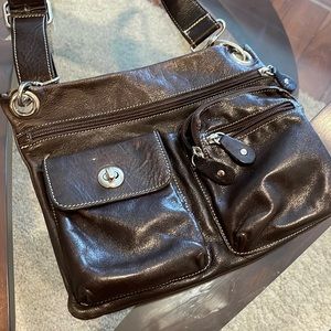 Roots Village Crossbody, Brown leather, BWNT